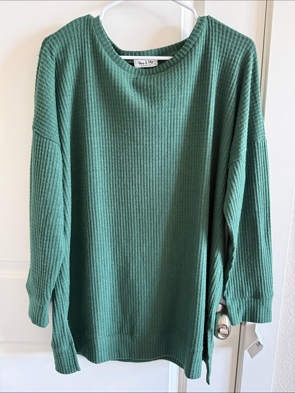 Forest Green / Hunter Green Waffle Knit Wishes Sweater